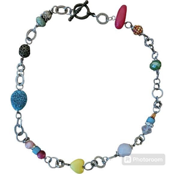 Funky Necklace Multicolor Toggle Closure 24" - Picture 2 of 4